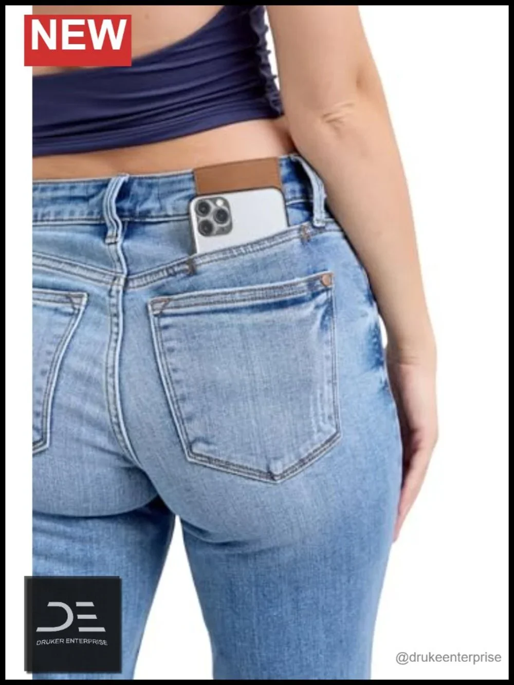 Mid-Rise Vintage Wash Slim Fit Jeans with Cell Phone Pocket